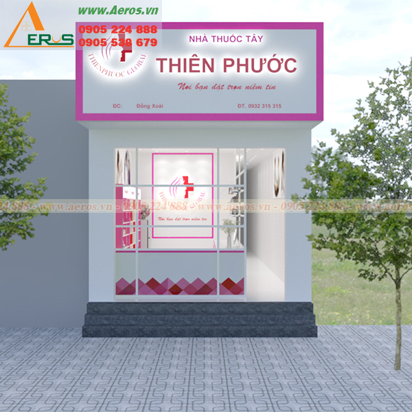 Hình ảnh thiết kế bảng hiệu quảng cáo cho nhà thuốc Thiên Phước ở tại Bình Phước