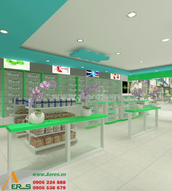 Hình ảnh thiết kế nội thất cửa hàng thực phẩm chức năng chị Sương quận 7, HCM