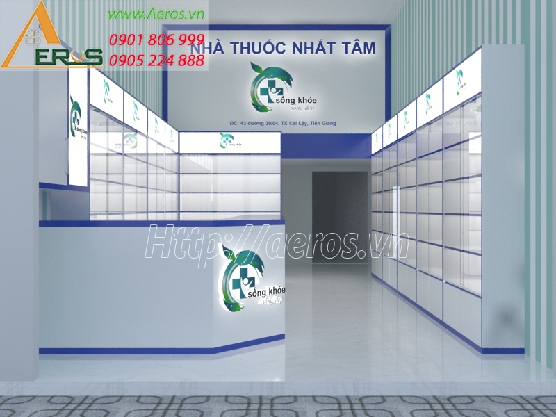 Hình ảnh thiết kế nội thất nhà thuốc tây Nhất Tâm ở tại Tiền Giang