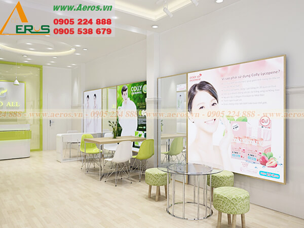 Hình ảnh chi tiết dự án thiết kế thi công showroom thực phẩm chức năng Good ALL tại quận Tân Bình, TPHCM