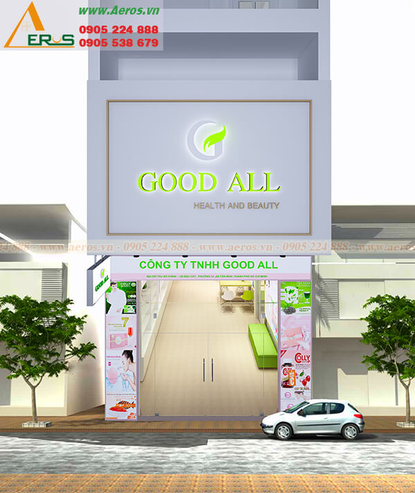 Hình ảnh chi tiết dự án thiết kế thi công showroom thực phẩm chức năng Good ALL tại quận Tân Bình, TPHCM