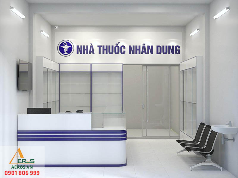 Thiết kế thi công nội thất nhà thuốc Nhân Dung, Đồng Nai