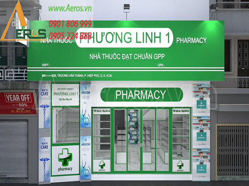 Thiết kế thi công nhà thuốc Phương Linh tại quận 9, TPHCM
