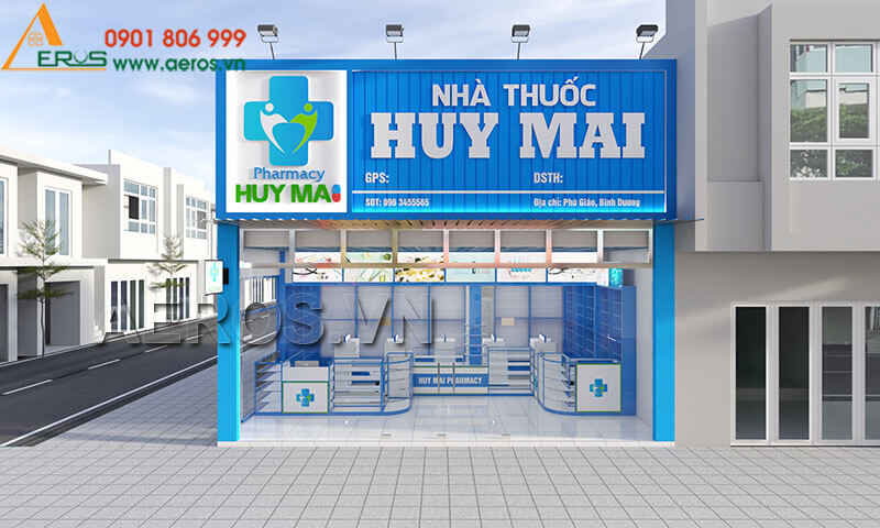 Hình ảnh thiết kế bảng hiệu nhà thuốc tây Huy Mai tại Phú Giáo, Bình Dương