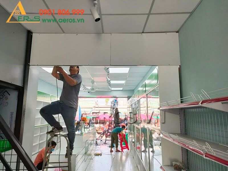 Hình ảnh thi công tủ quầy nhà thuốc anh Đạo (Quầy thuốc 78) tại Chơn Thành, Bình Phước