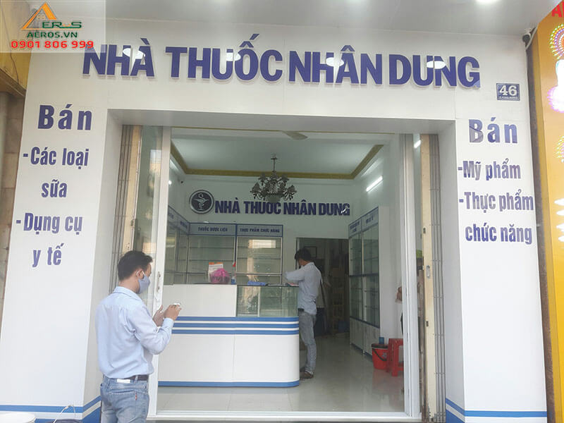 Quá trình thi công nội thất nhà thuốc Nhân Dung, Đồng Nai