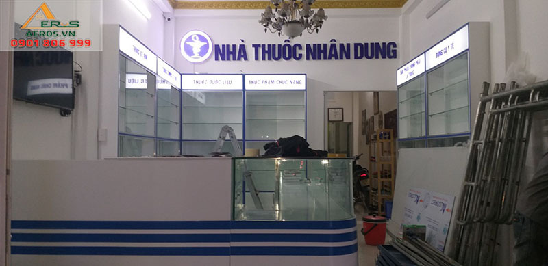 Quá trình thi công nội thất nhà thuốc Nhân Dung, Đồng Nai