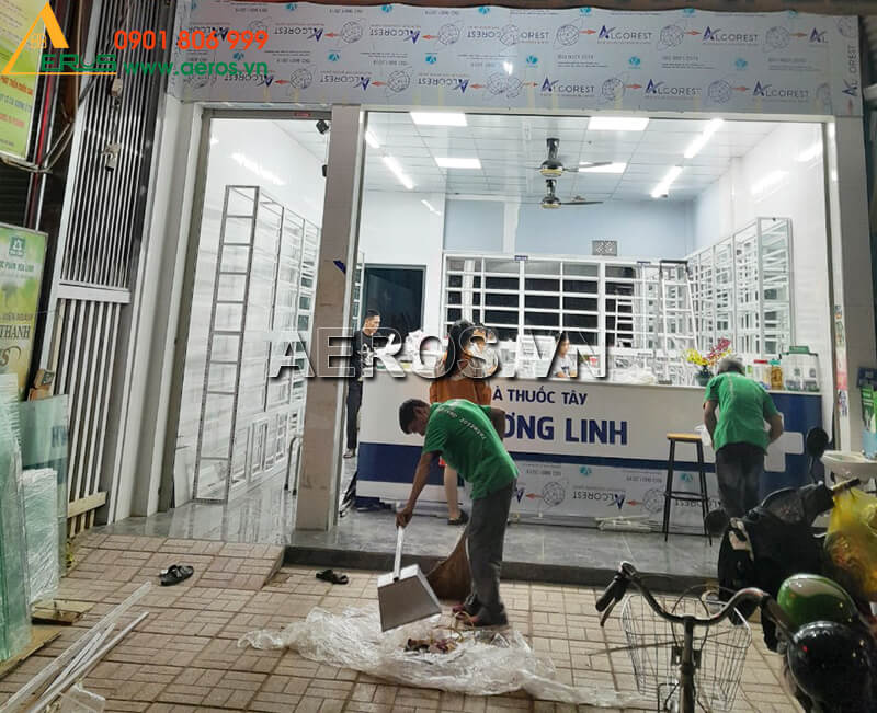 Thi công tủ quầy nhôm kính nhà thuốc tây GPP Phương Linh tại Tây NInh