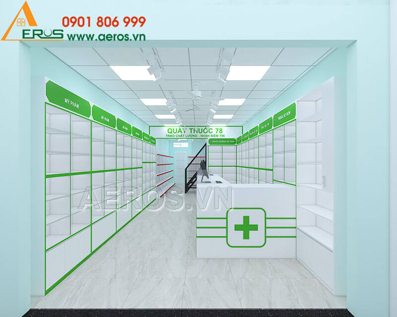 Hình ảnh thiết kế tủ quầy nhà thuốc anh Đao tại Bình Phước