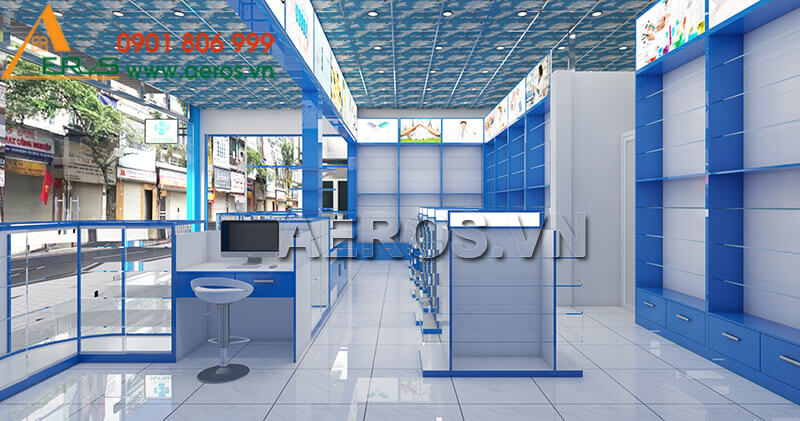 Hình ảnh thiết kế tủ quầy nhà thuốc tây Huy Mai tại Phú Giáo, Bình Dương