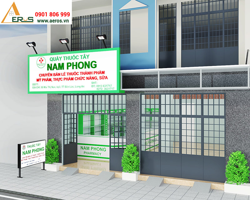 Thiết kế nội thất nhà thuốc tây Nam Phong tại Long An