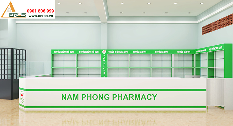 Thiết kế nội thất nhà thuốc tây Nam Phong tại Long An