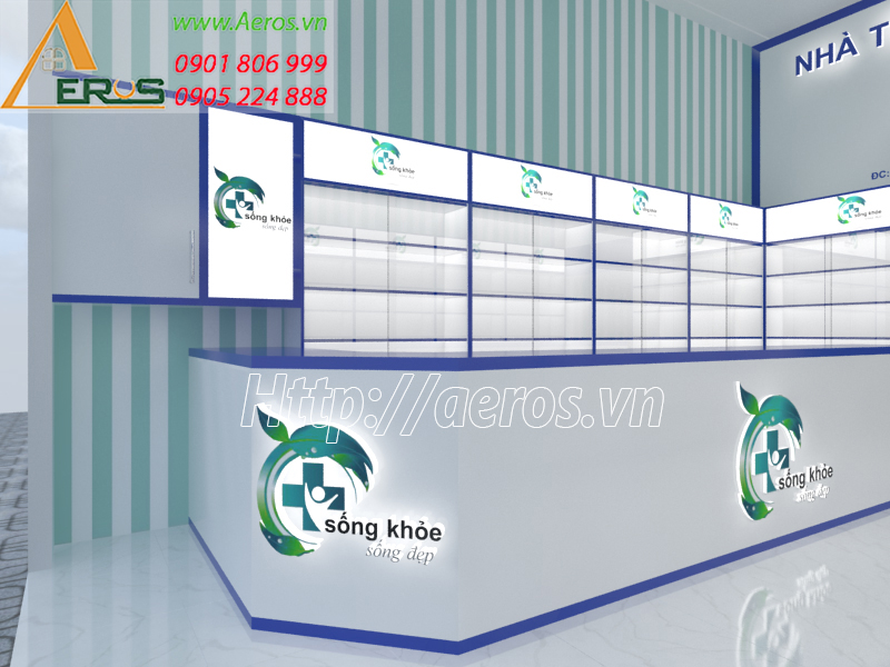 Hình ảnh thiết kế nội thất nhà thuốc tây Nhất Tâm ở tại Tiền Giang