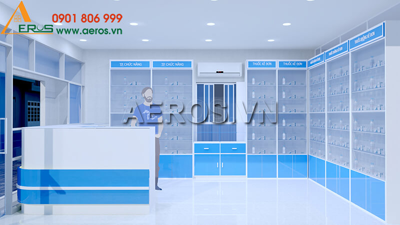 Hình ảnh thiết kế tủ quầy nhôm kính  nhà thuốc tây Đức An tại quận 7, TPHCM