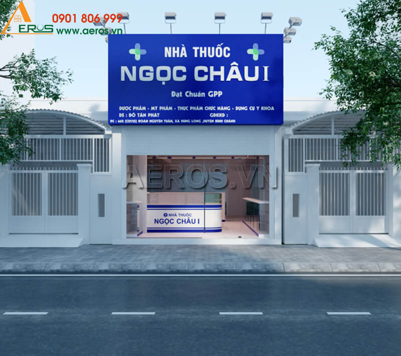 Hình ảnh thiết kế bảng hiệu nhà thuốc tây GPP NGỌC CHÂU tại Bình Chánh