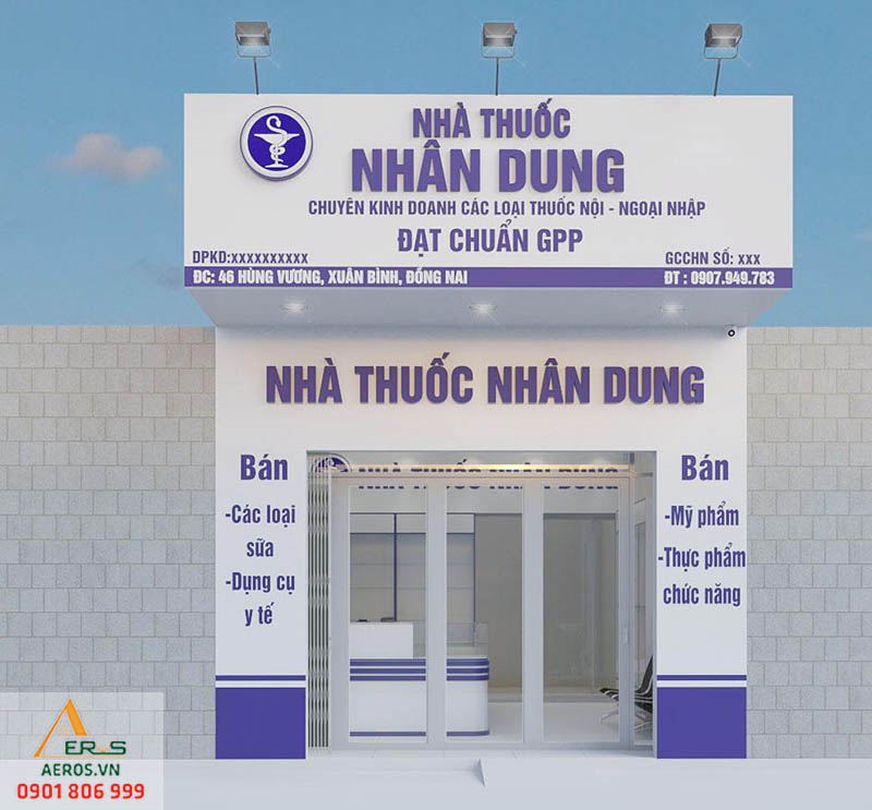 Thiết kế thi công nội thất nhà thuốc Nhân Dung, Đồng Nai