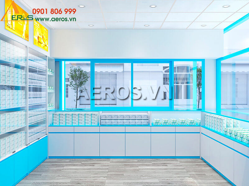Hình ảnh thiết kế tủ quầy nhà thuốc nhôm kính Mai Linh tại Bến Tre