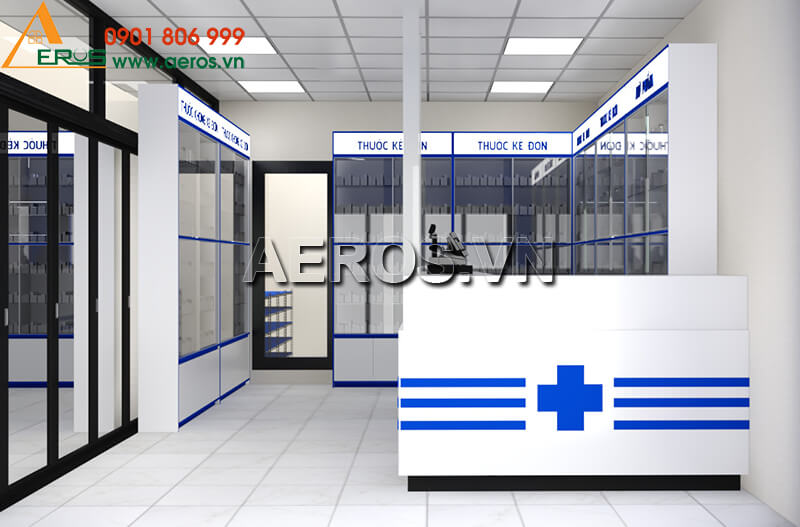 Hình ảnh thiết kế tủ quầy nhà thuốc GPP Hải Thanh tại quận 10, TPHCM