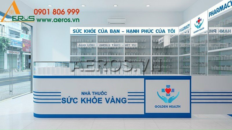 Hình ảnh thiết kế nội thất nhà thuốc SỨC KHỎE VÀNG tại Củ Chi, TPHCM