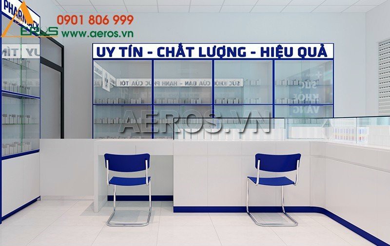 Hình ảnh thiết kế nội thất nhà thuốc SỨC KHỎE VÀNG tại Củ Chi, TPHCM